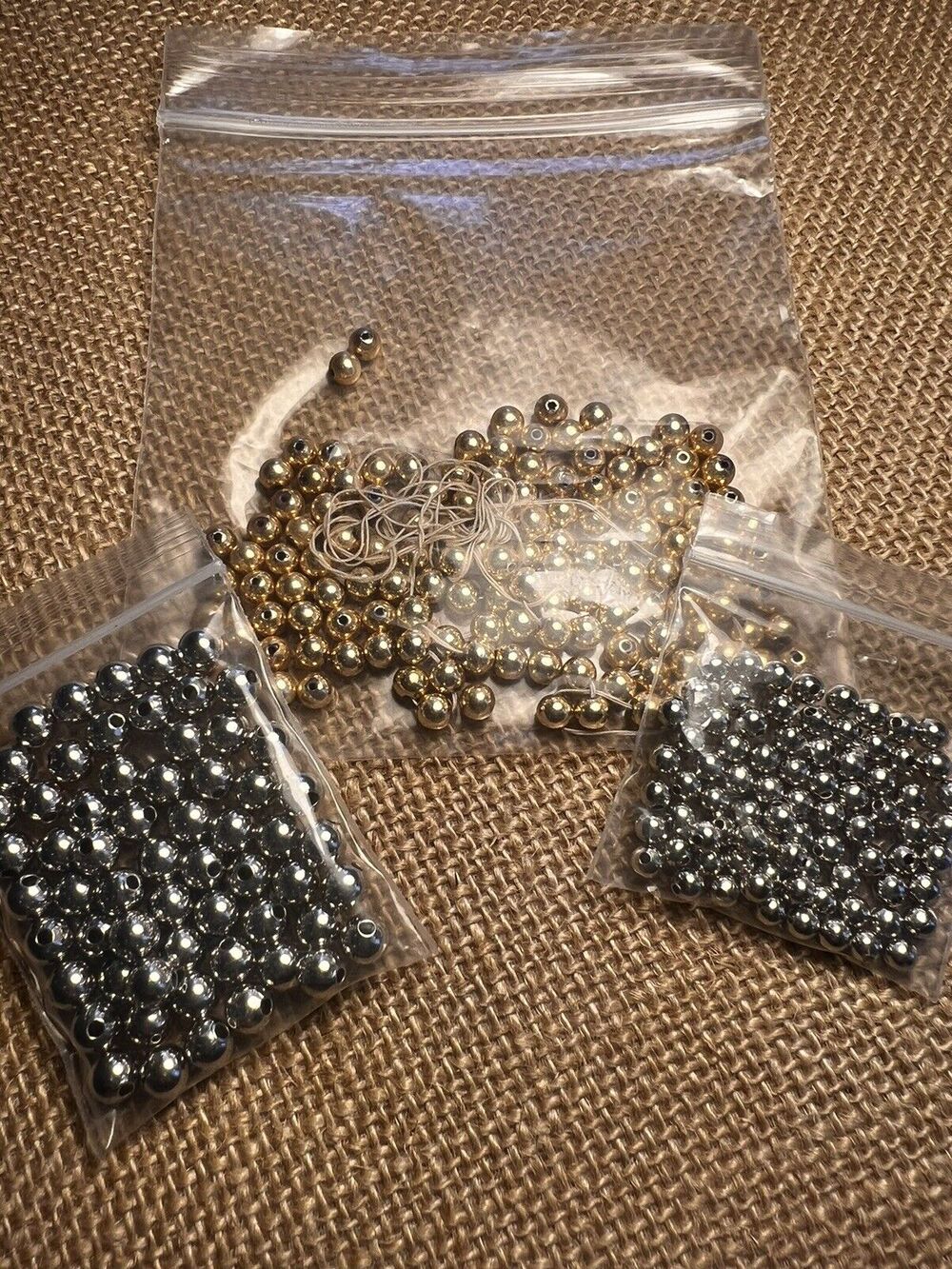 Silver Tone and Gold Tone Loose Beads Jewelry Making--Mixed Lot
